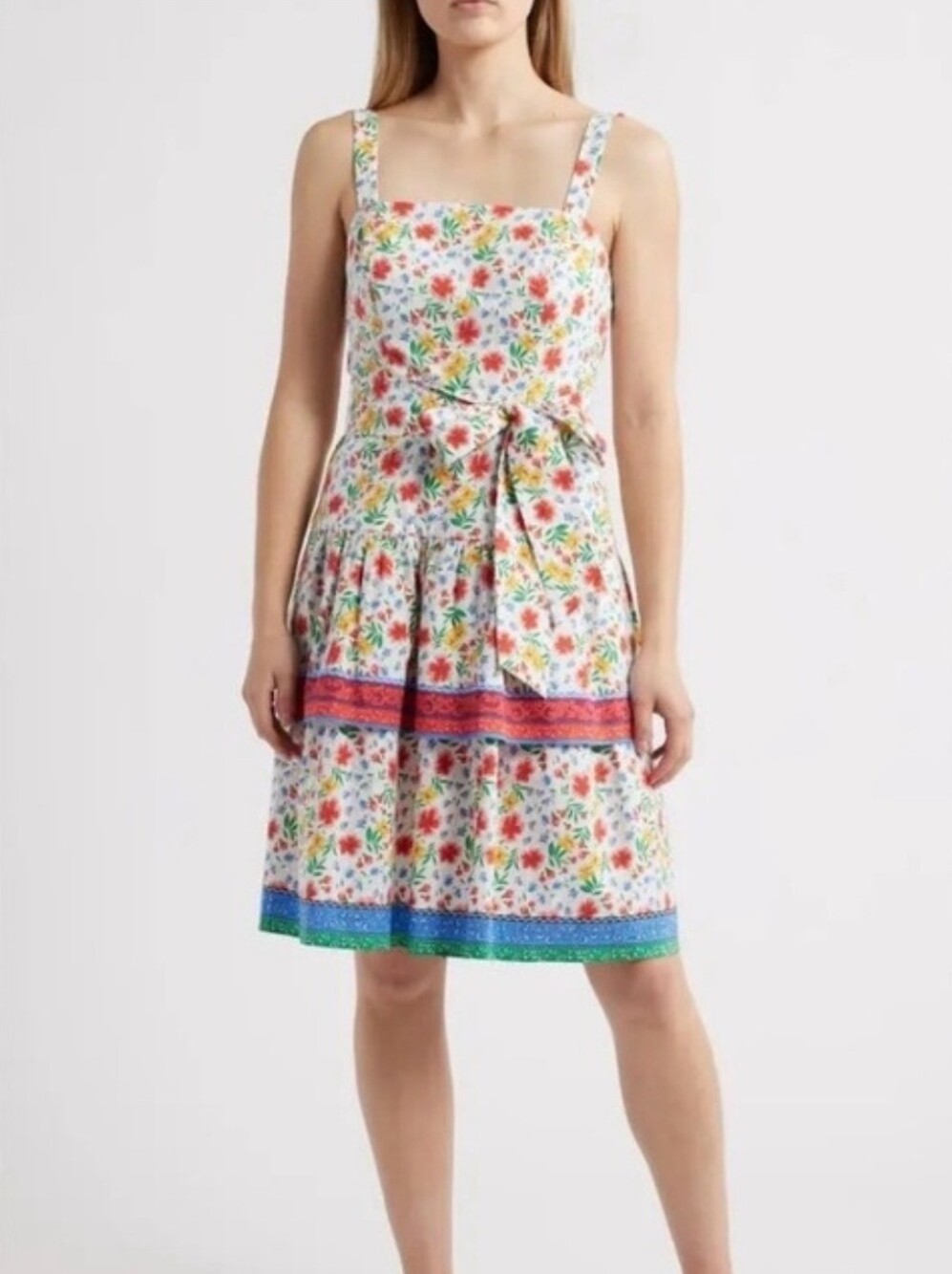 Eliza J | NWT Floral Smocked Back Layered Sleeveless Dress Size 8
